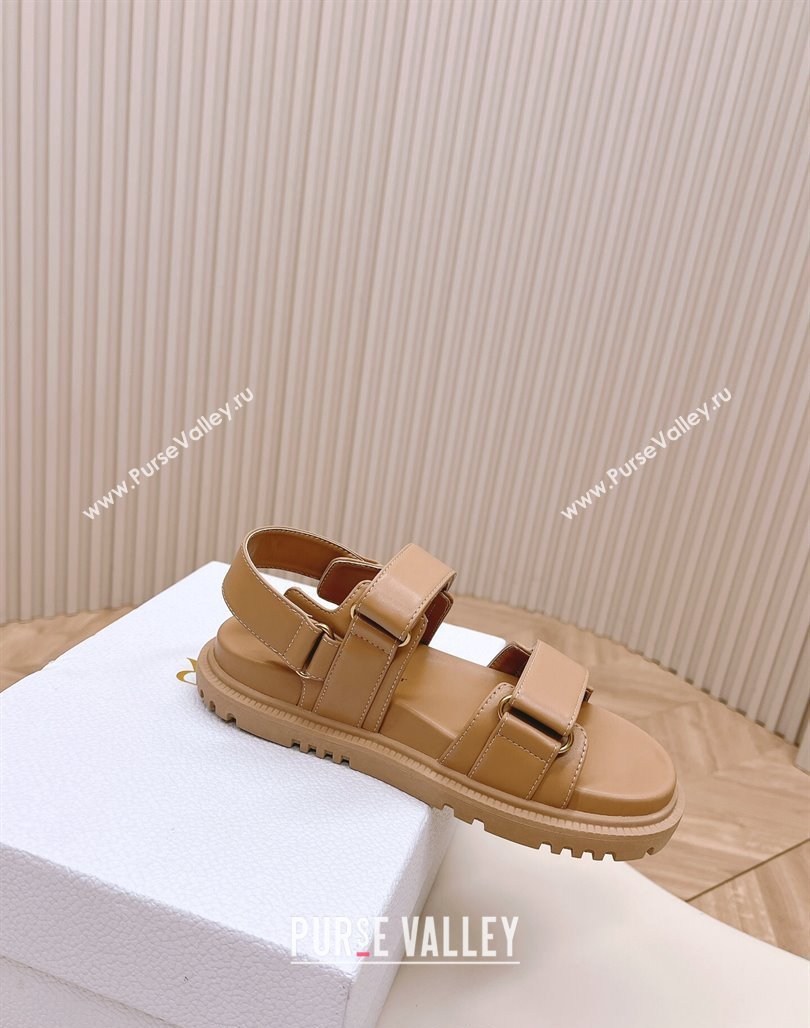 Dior Dioract Flat Strap Sandal in Light Brown Calfskin 2024 (MD-240226064)