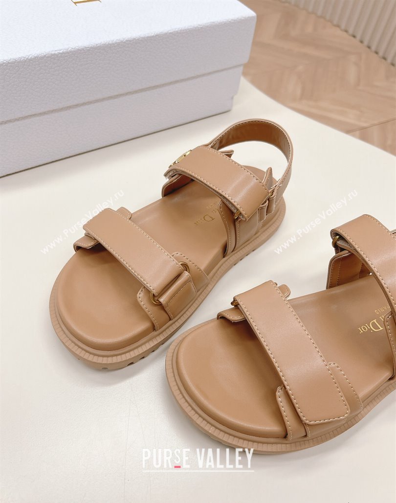 Dior Dioract Flat Strap Sandal in Light Brown Calfskin 2024 (MD-240226064)