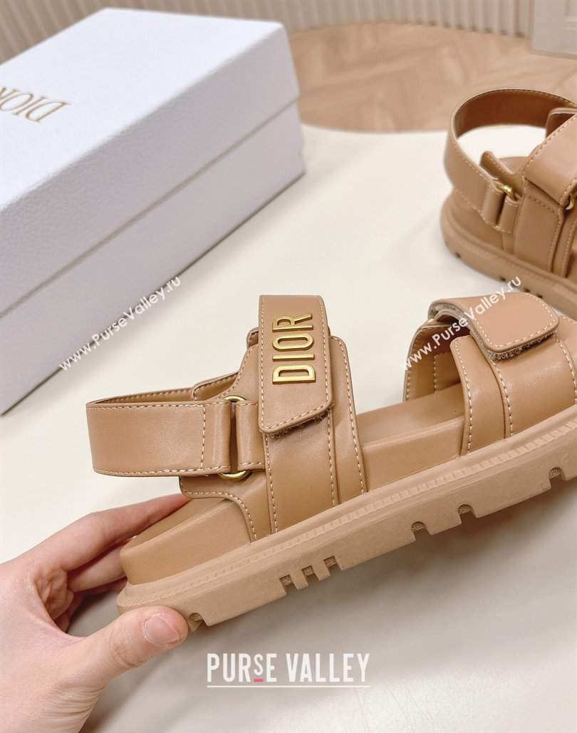 Dior Dioract Flat Strap Sandal in Light Brown Calfskin 2024 (MD-240226064)