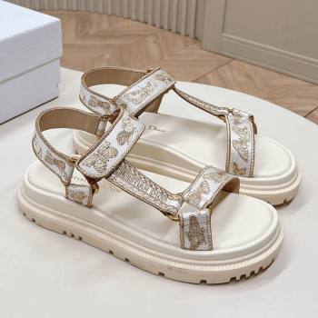 Dior D-Wave Sandal White and Gold-Tone Gradient Butterflies Embroidered Cotton with Metallic Thread 2024 (MD-240226068)