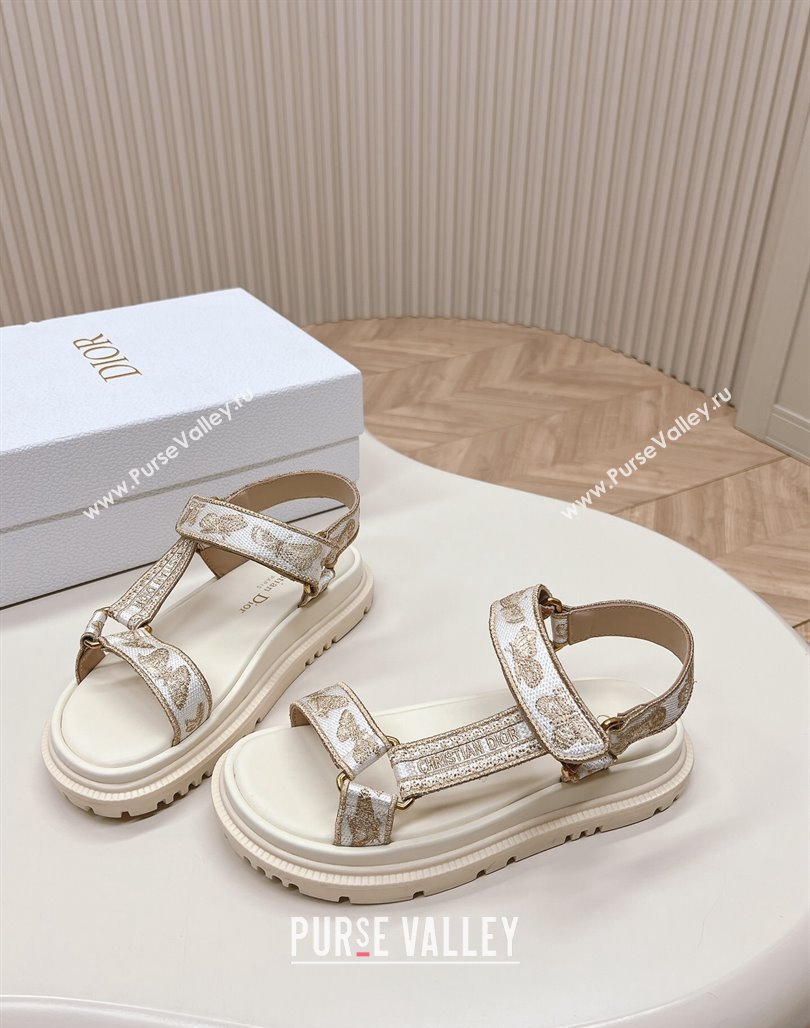 Dior D-Wave Sandal White and Gold-Tone Gradient Butterflies Embroidered Cotton with Metallic Thread 2024 (MD-240226068)