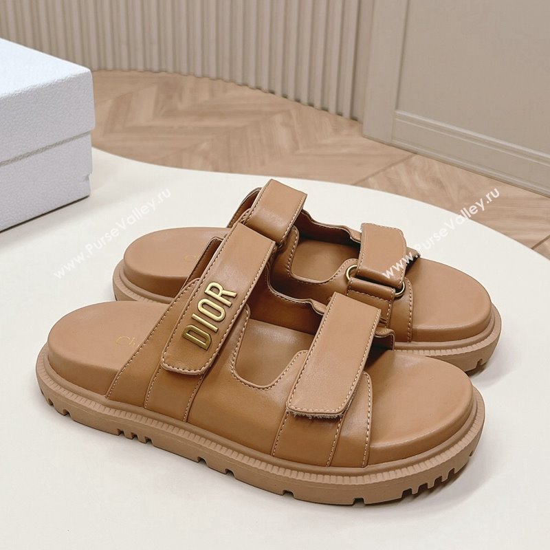 Dior Dioract Slide Sandals in Calfskin Light Brown 2024 0226 (MD-240226074)