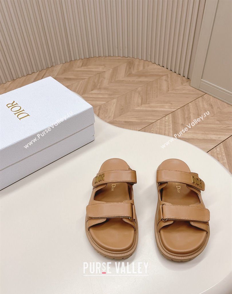 Dior Dioract Slide Sandals in Calfskin Light Brown 2024 0226 (MD-240226074)