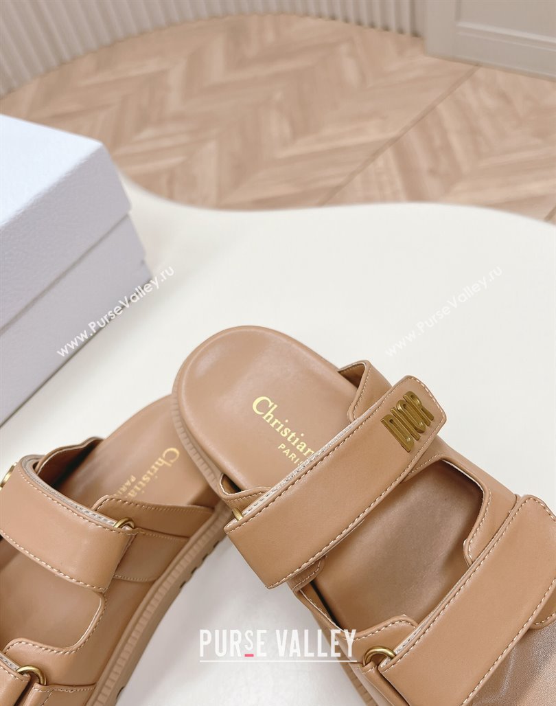 Dior Dioract Slide Sandals in Calfskin Light Brown 2024 0226 (MD-240226074)