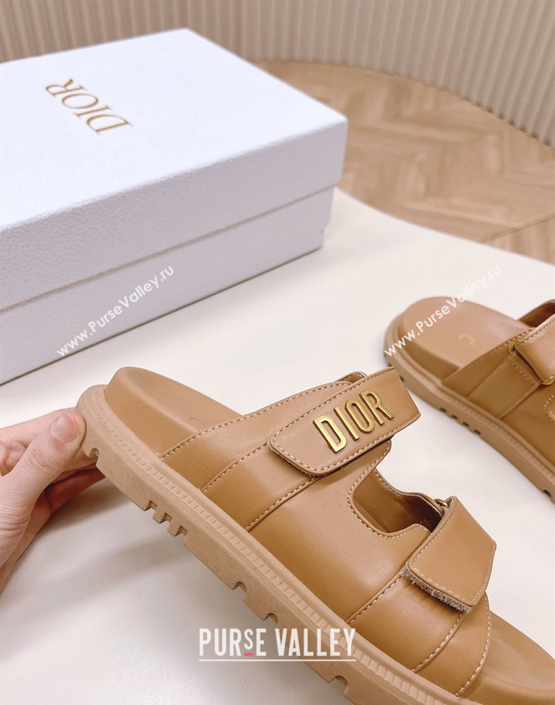 Dior Dioract Slide Sandals in Calfskin Light Brown 2024 0226 (MD-240226074)