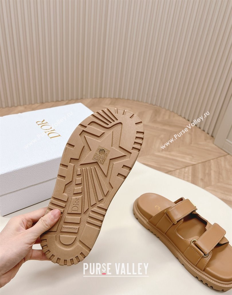 Dior Dioract Slide Sandals in Calfskin Light Brown 2024 0226 (MD-240226074)