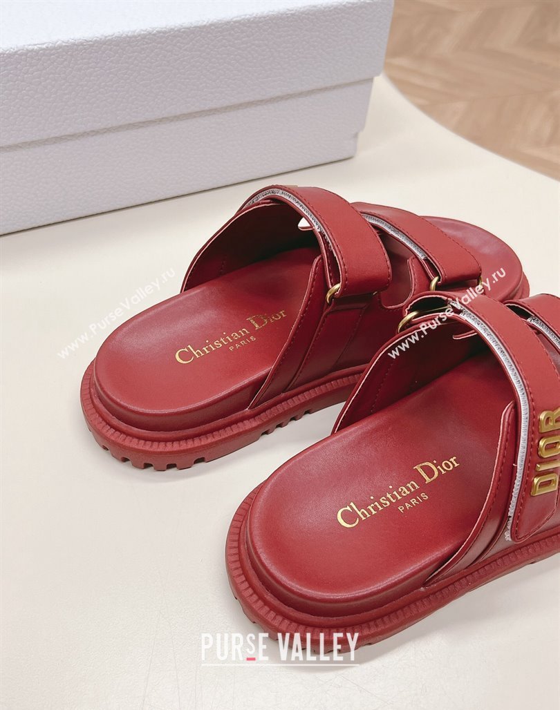 Dior Dioract Slide Sandals in Calfskin Red 2024 0226 (MD-240226076)
