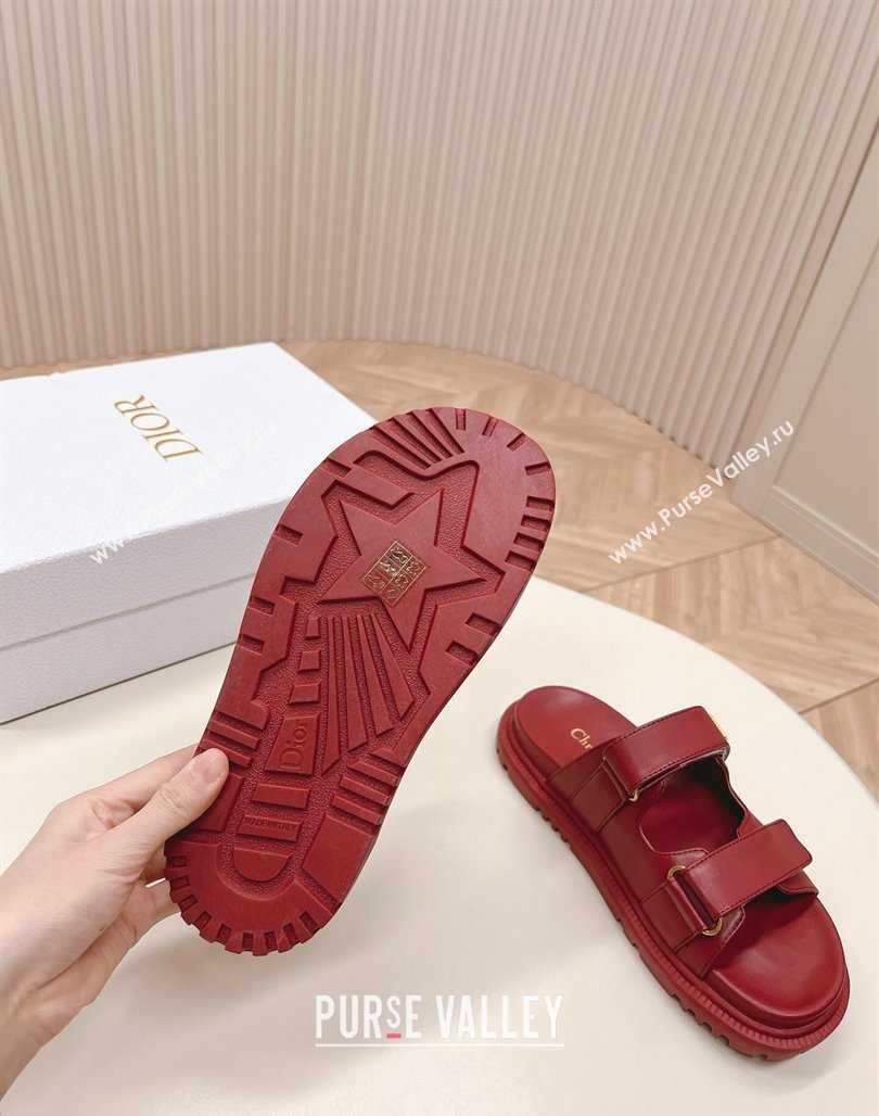 Dior Dioract Slide Sandals in Calfskin Red 2024 0226 (MD-240226076)