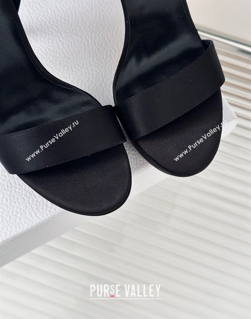 Dior Mlle Dior Heeled Platform Sandals 12cm in Satin with Bow Black 2024 (MD-240226078)