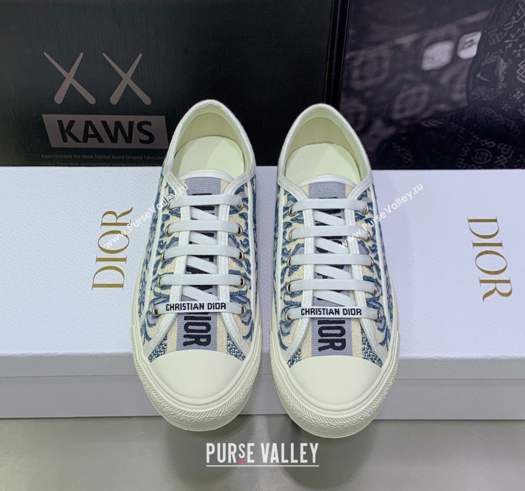 Dior WalknDior Sneakers in Embroidered Cotton Denim Blue 10 2024 0226 (MD-240226010)