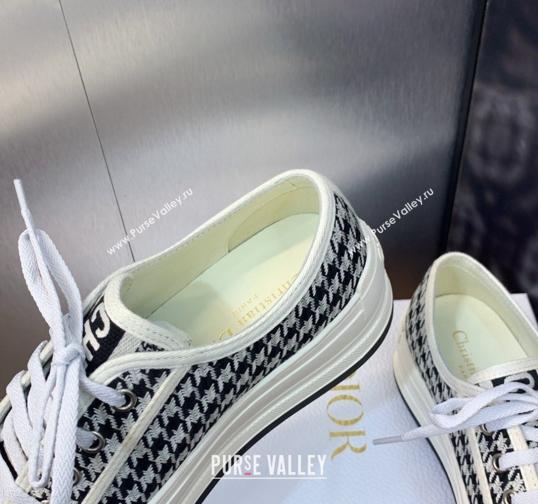 Dior WalknDior Platform Sneakers in White and Black Houndstooth Embroidered Cotton 2024 0226 (MD-240226001)