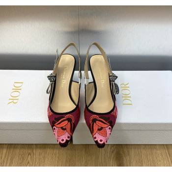 Dior JAdior Slingback Pumps 6.5cm in White and Purple Embroidery 2024 0325 (MD-240325144)