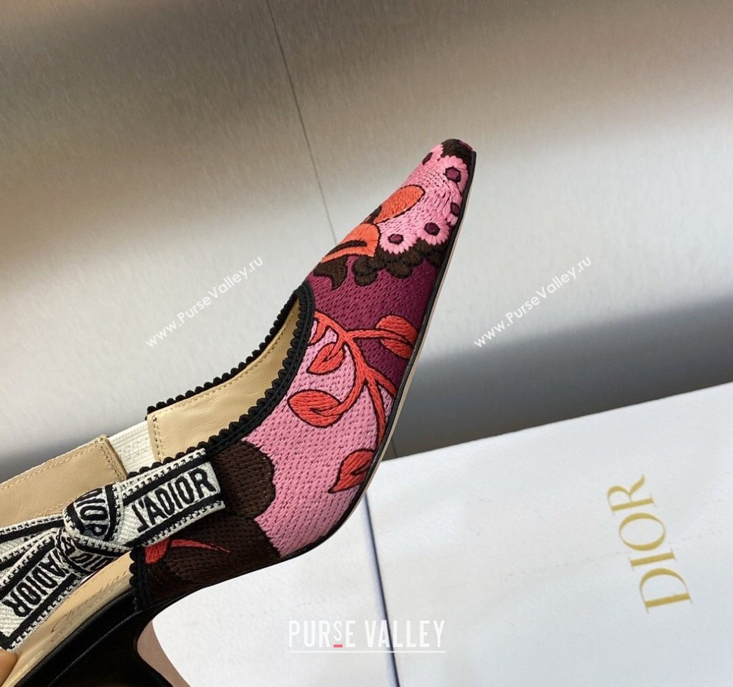 Dior JAdior Slingback Pumps 6.5cm in White and Purple Embroidery 2024 0325 (MD-240325144)