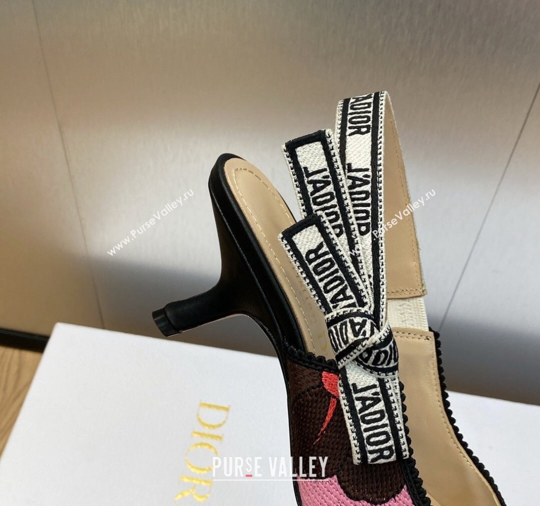 Dior JAdior Slingback Pumps 6.5cm in White and Purple Embroidery 2024 0325 (MD-240325144)