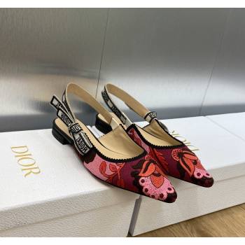 Dior JAdior Slingback Ballet Flat in White and Purple Embroidery 2024 0325 (MD-240325145)