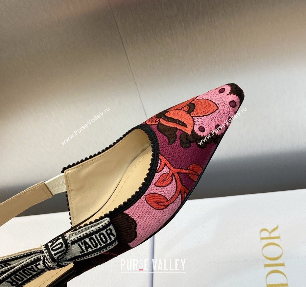 Dior JAdior Slingback Ballet Flat in White and Purple Embroidery 2024 0325 (MD-240325145)