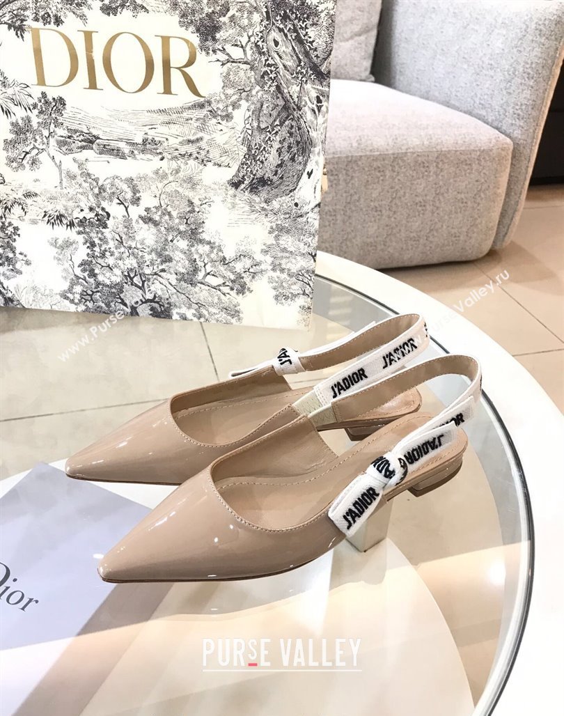 Dior JAdior Slingback Pumps/Ballet Flat in Nude Patent Calfskin 2024 (SS-240325147)