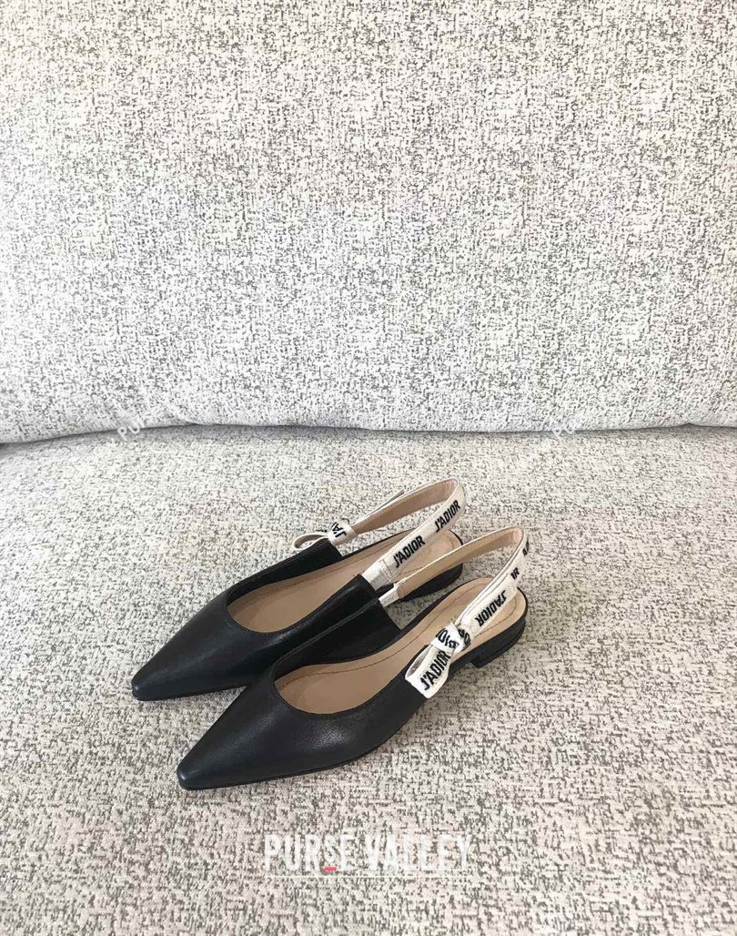 Dior JAdior Slingback Pumps/Ballet Flat in Black Calfskin Leather 2024 (SS-240325150)