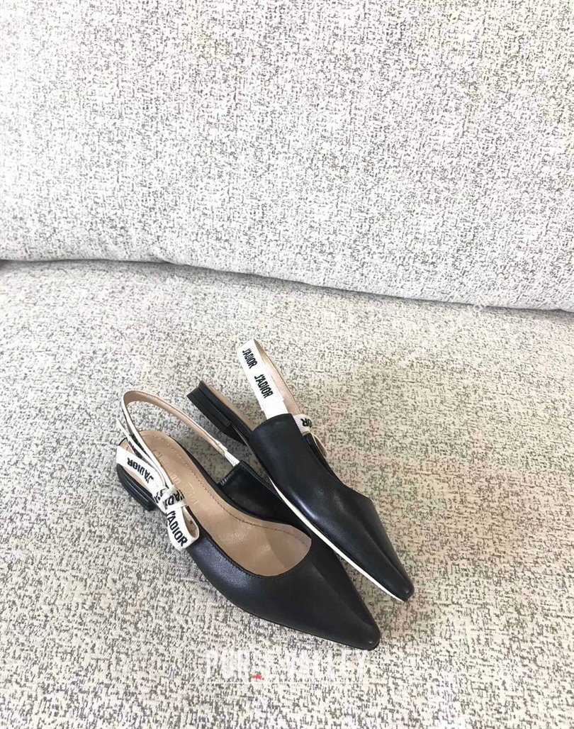 Dior JAdior Slingback Pumps/Ballet Flat in Black Calfskin Leather 2024 (SS-240325150)