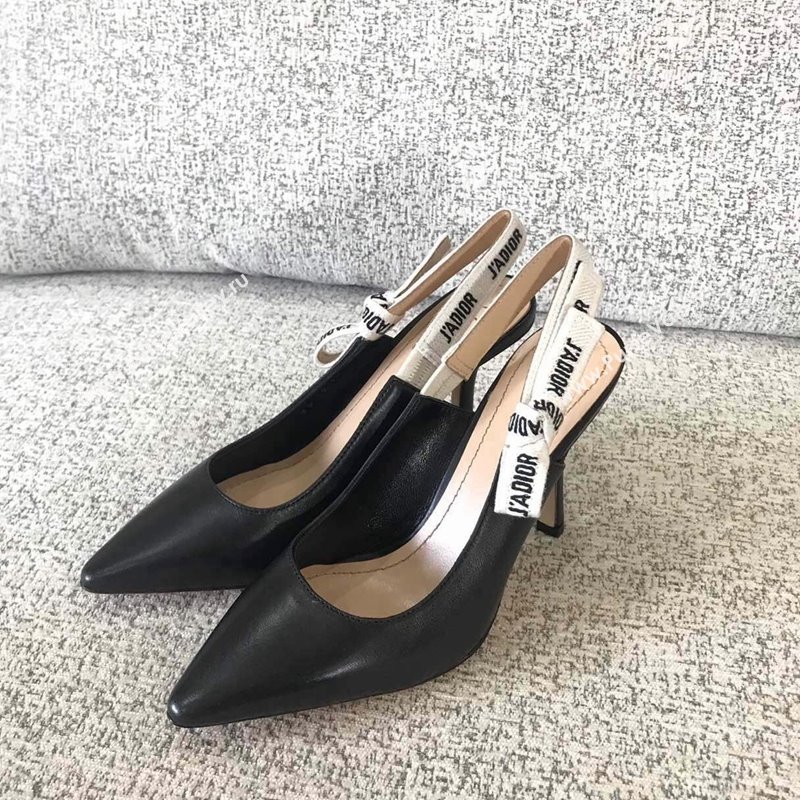 Dior JAdior Slingback Pumps/Ballet Flat in Black Calfskin Leather 2024 (SS-240325150)