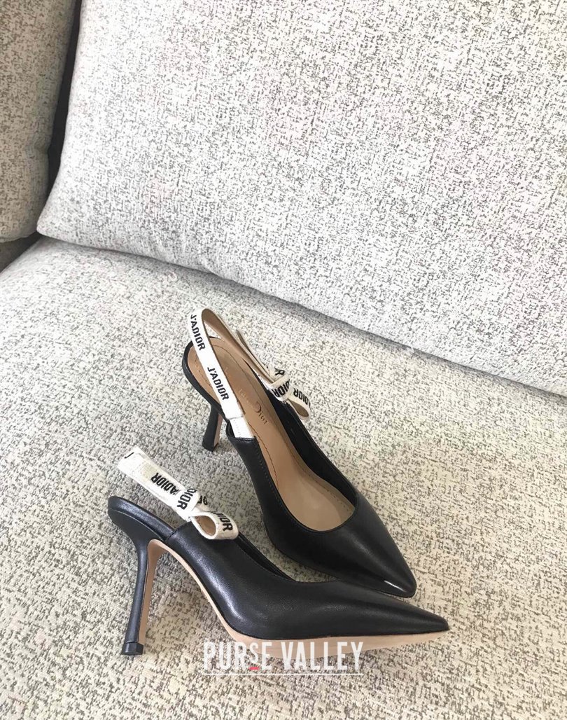 Dior JAdior Slingback Pumps/Ballet Flat in Black Calfskin Leather 2024 (SS-240325150)