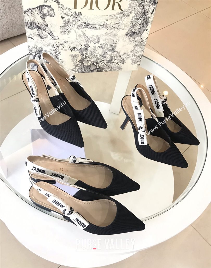 Dior JAdior Slingback Pumps/Ballet Flat in Black Fabric 2024 (SS-240325151)