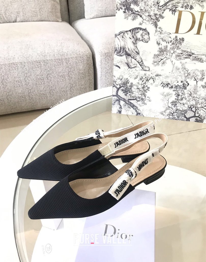 Dior JAdior Slingback Pumps/Ballet Flat in Black Fabric 2024 (SS-240325151)