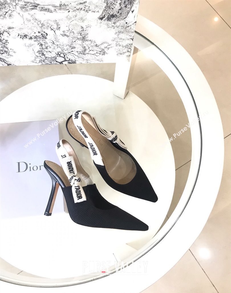 Dior JAdior Slingback Pumps/Ballet Flat in Black Fabric 2024 (SS-240325151)