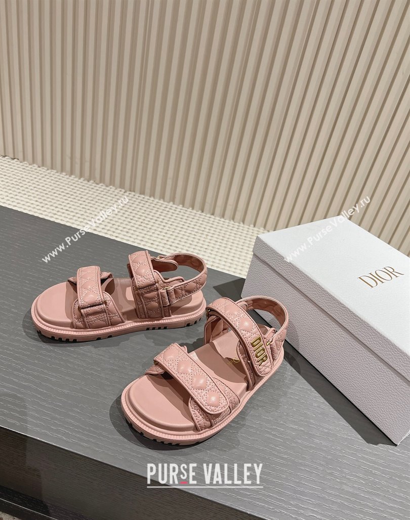 Dior Dioract Flat Strap Sandal in Cannage Calfskin Pink 2024 0326 (MD-240326005)