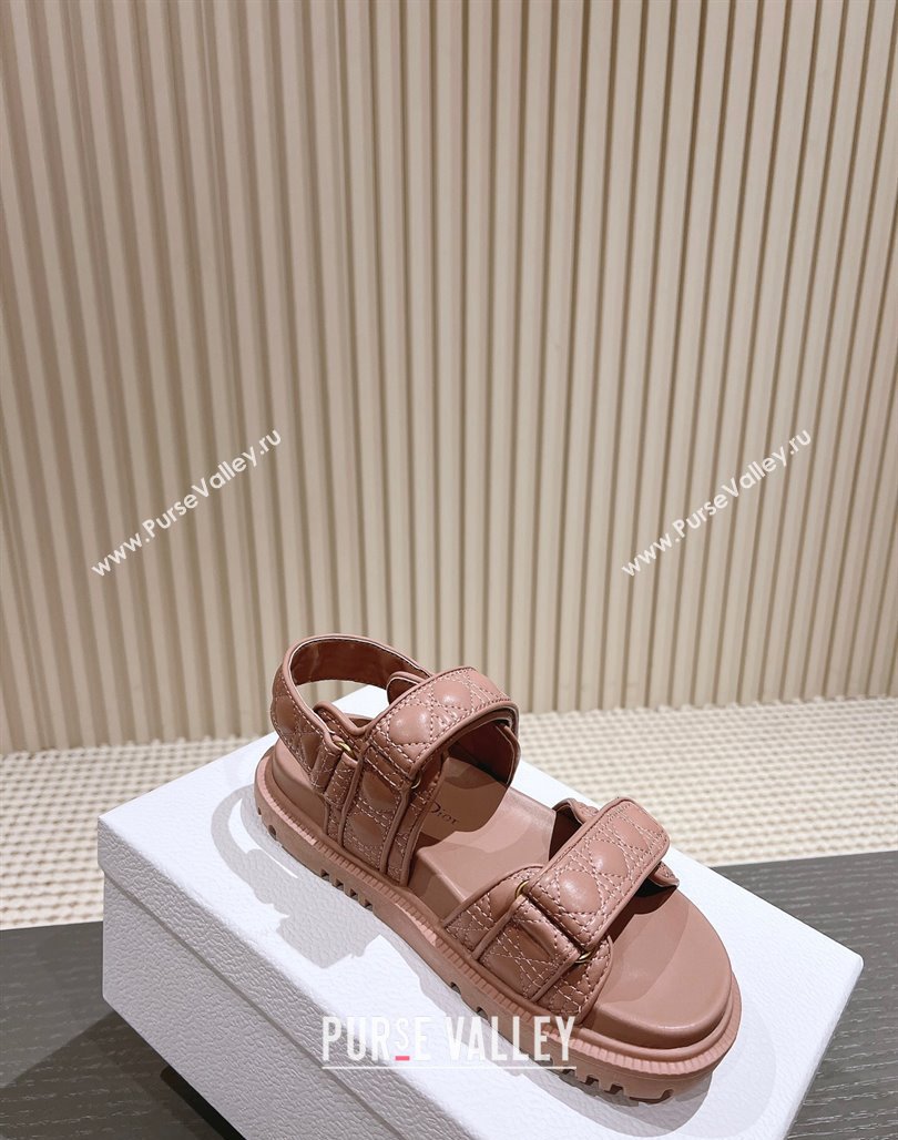 Dior Dioract Flat Strap Sandal in Cannage Calfskin Pink 2024 0326 (MD-240326005)