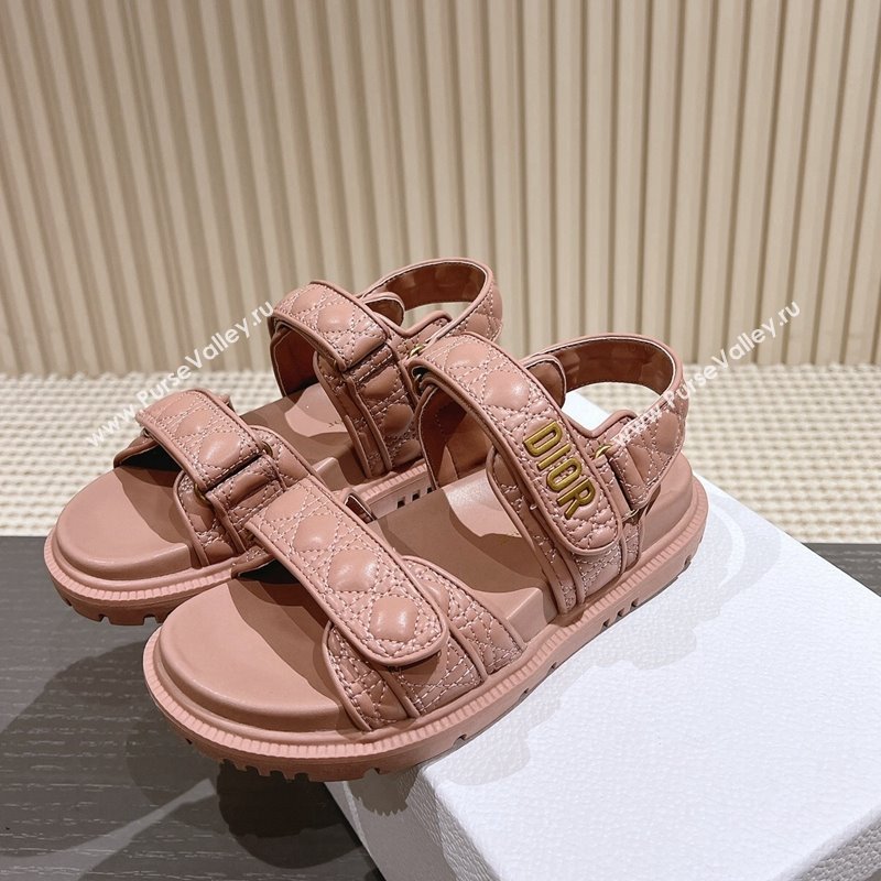 Dior Dioract Flat Strap Sandal in Cannage Calfskin Pink 2024 0326 (MD-240326005)