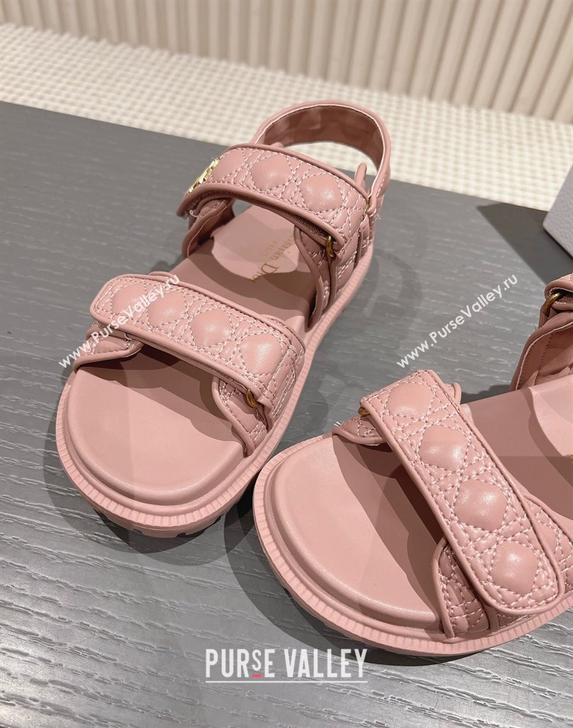 Dior Dioract Flat Strap Sandal in Cannage Calfskin Pink 2024 0326 (MD-240326005)