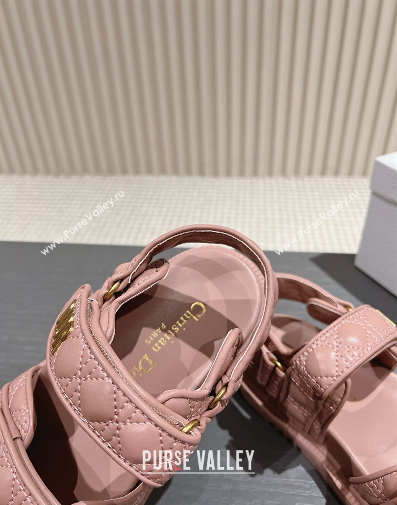 Dior Dioract Flat Strap Sandal in Cannage Calfskin Pink 2024 0326 (MD-240326005)