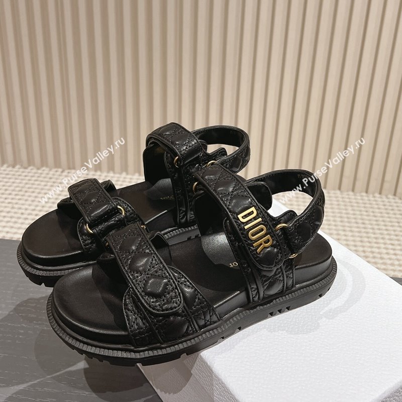 Dior Dioract Flat Strap Sandal in Cannage Calfskin Black 2024 0326 (MD-240326006)