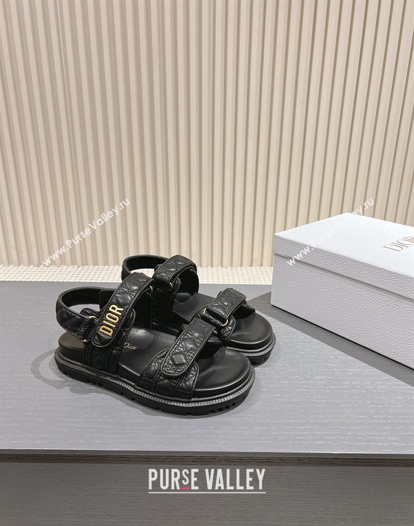 Dior Dioract Flat Strap Sandal in Cannage Calfskin Black 2024 0326 (MD-240326006)