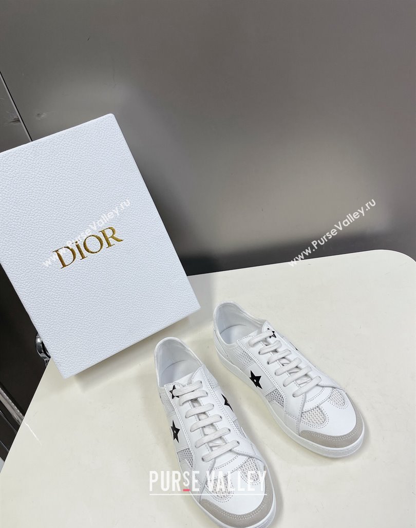 Dior CD Star Calfskin and Mesh Sneakers White/Black 2024 (MD-240325136)