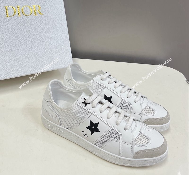 Dior CD Star Calfskin and Mesh Sneakers White/Black 2024 (MD-240325136)