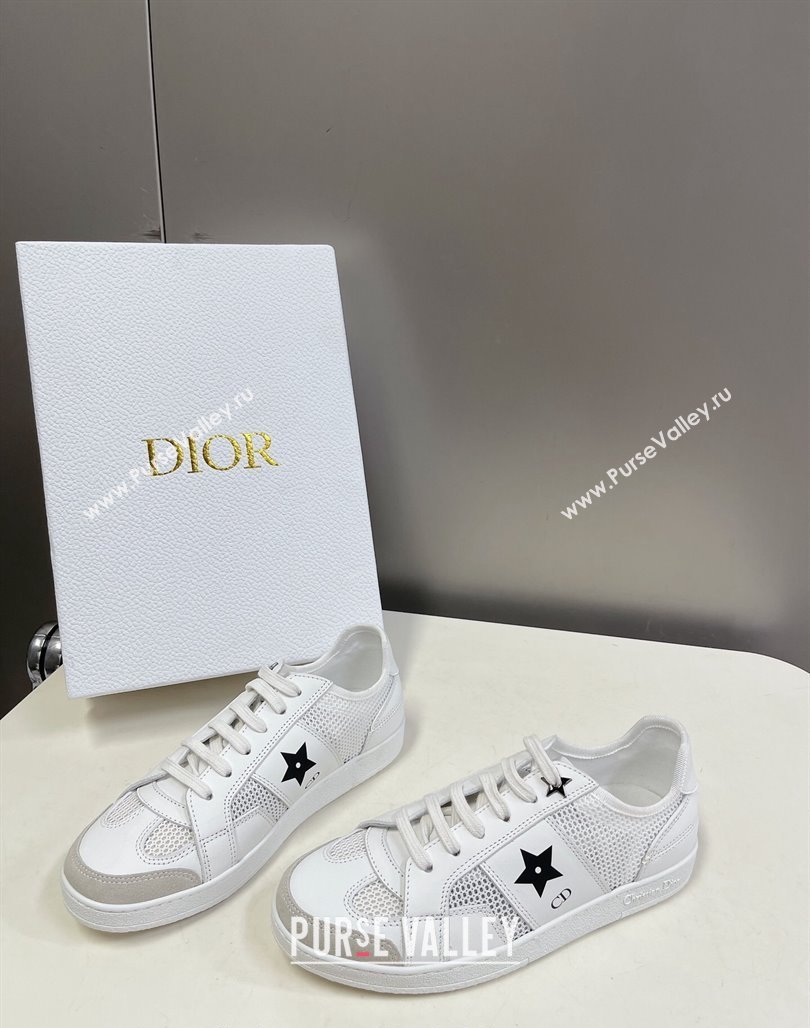 Dior CD Star Calfskin and Mesh Sneakers White/Black 2024 (MD-240325136)