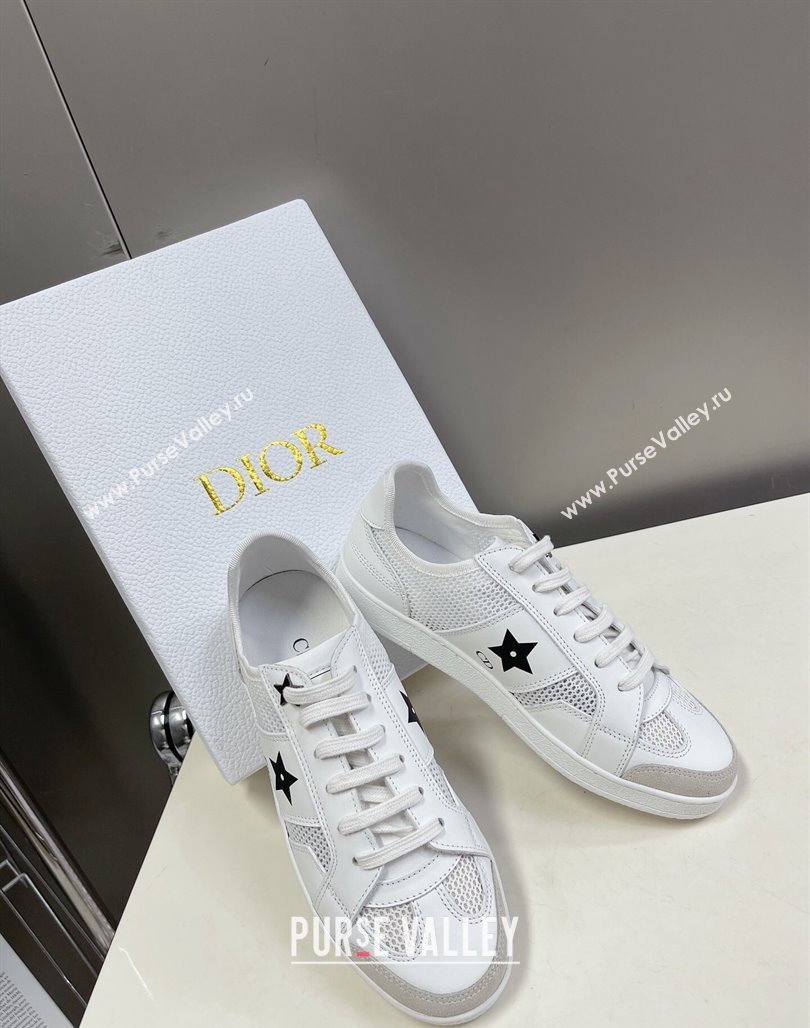 Dior CD Star Calfskin and Mesh Sneakers White/Black 2024 (MD-240325136)