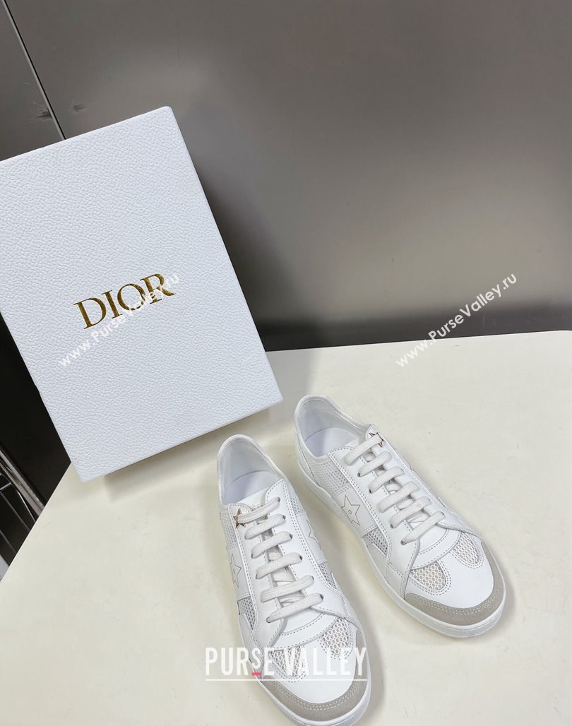 Dior CD Star Calfskin and Mesh Sneakers White/Grey 2024 (MD-240325137)