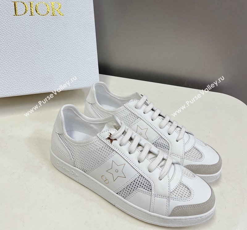 Dior CD Star Calfskin and Mesh Sneakers White/Grey 2024 (MD-240325137)