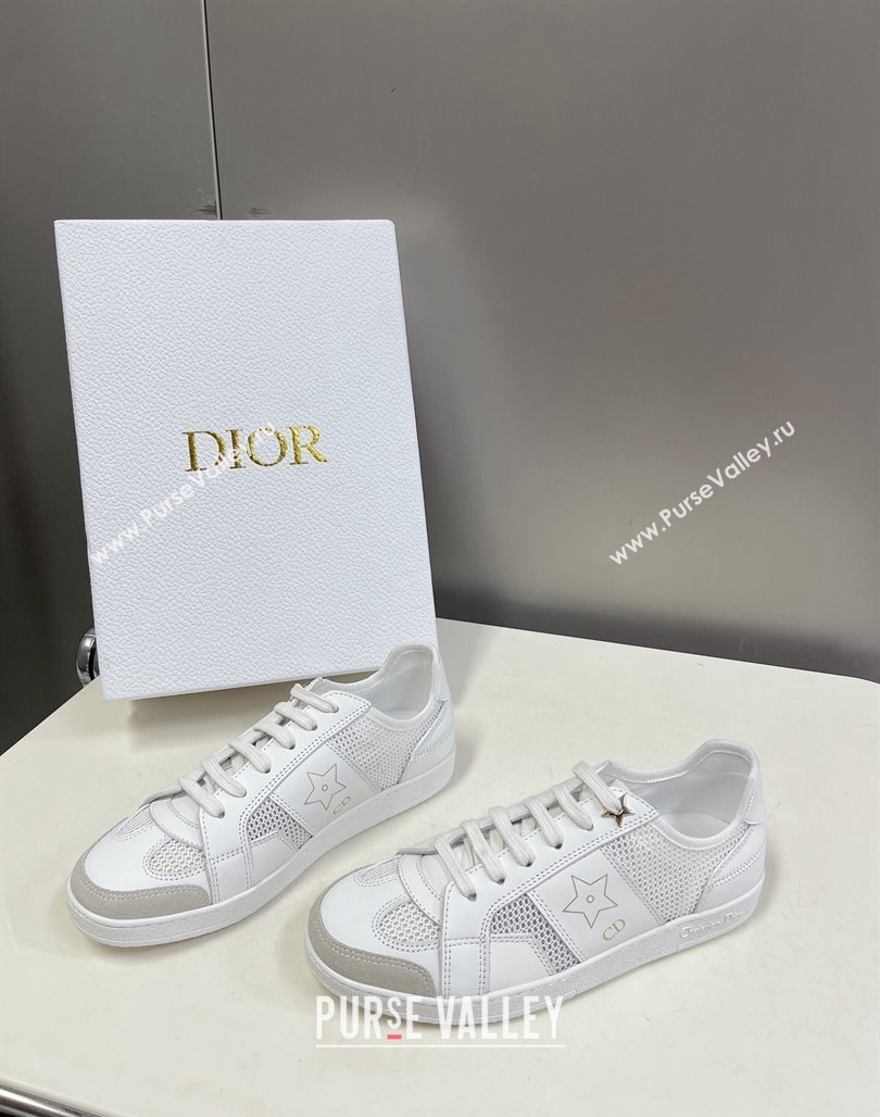 Dior CD Star Calfskin and Mesh Sneakers White/Grey 2024 (MD-240325137)