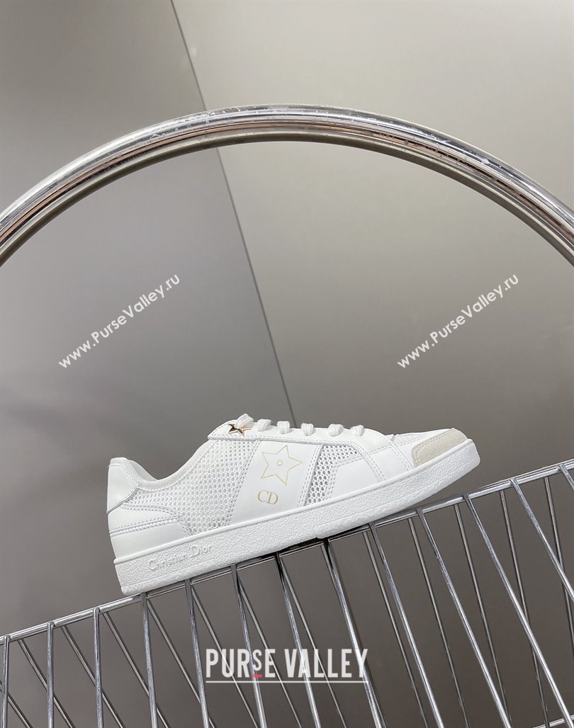 Dior CD Star Calfskin and Mesh Sneakers White/Grey 2024 (MD-240325137)