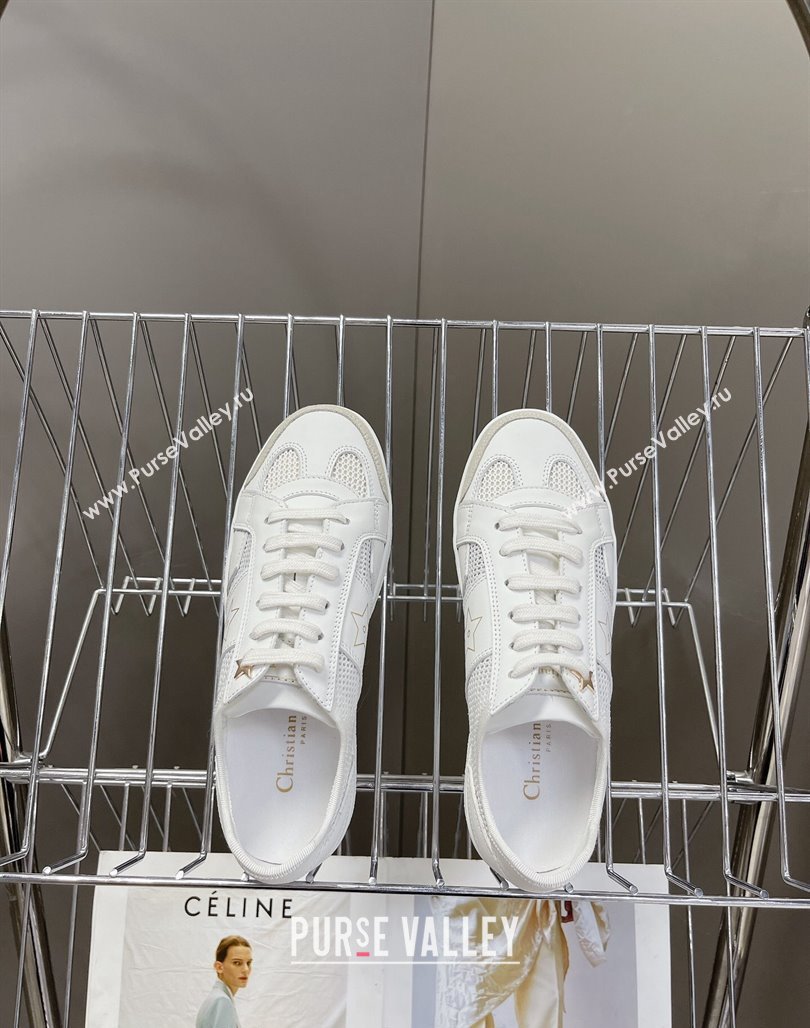 Dior CD Star Calfskin and Mesh Sneakers White/Grey 2024 (MD-240325137)