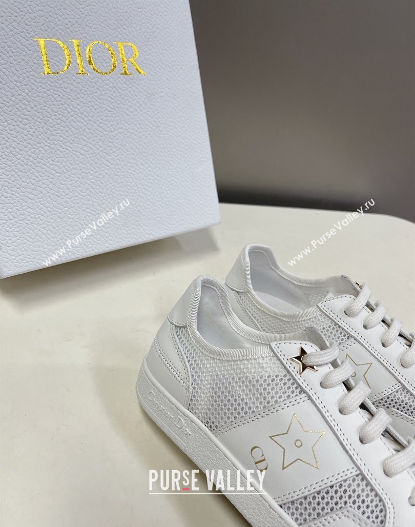 Dior CD Star Calfskin and Mesh Sneakers White/Grey 2024 (MD-240325137)