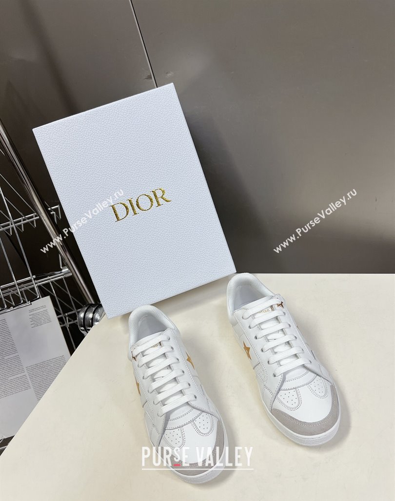 Dior CD Star Calfskin Sneakers White/Gold 2024 0325 (MD-240325138)