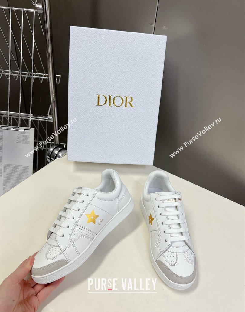 Dior CD Star Calfskin Sneakers White/Gold 2024 0325 (MD-240325138)