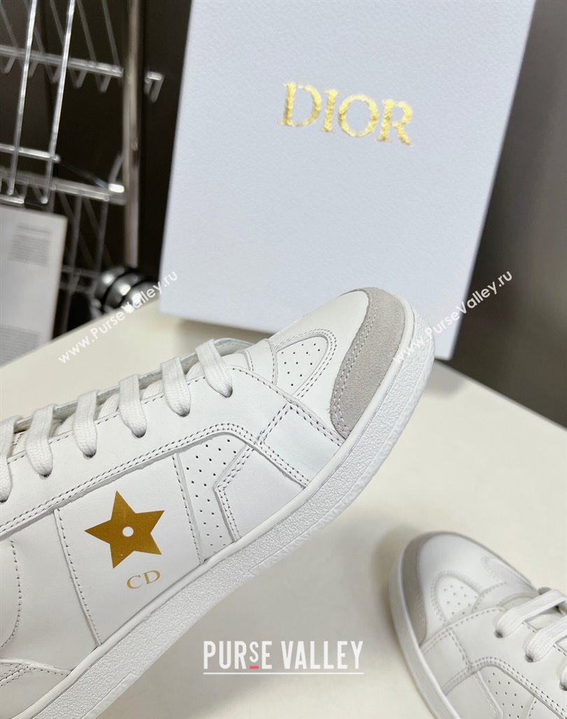 Dior CD Star Calfskin Sneakers White/Gold 2024 0325 (MD-240325138)