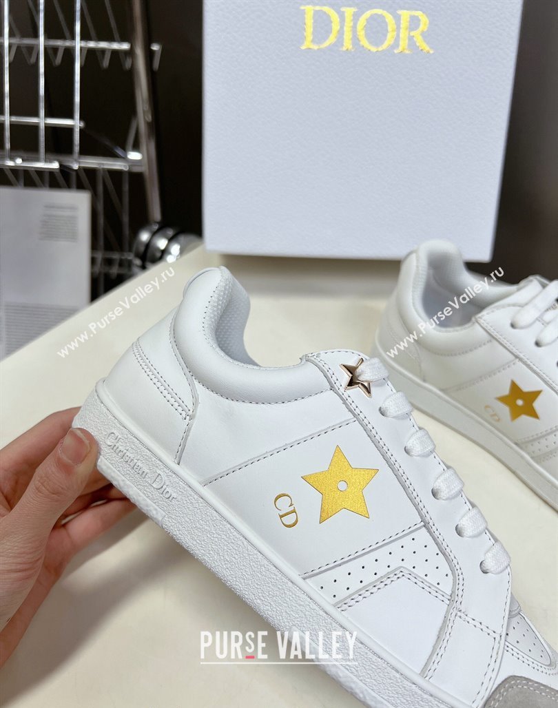 Dior CD Star Calfskin Sneakers White/Gold 2024 0325 (MD-240325138)