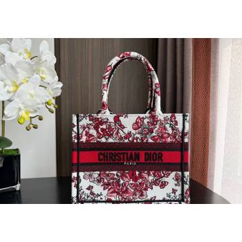 Dior Small Book Tote Bag Bag in White and Red Le Cœur des Papillons Embroidery 2024 (BF-240415078)